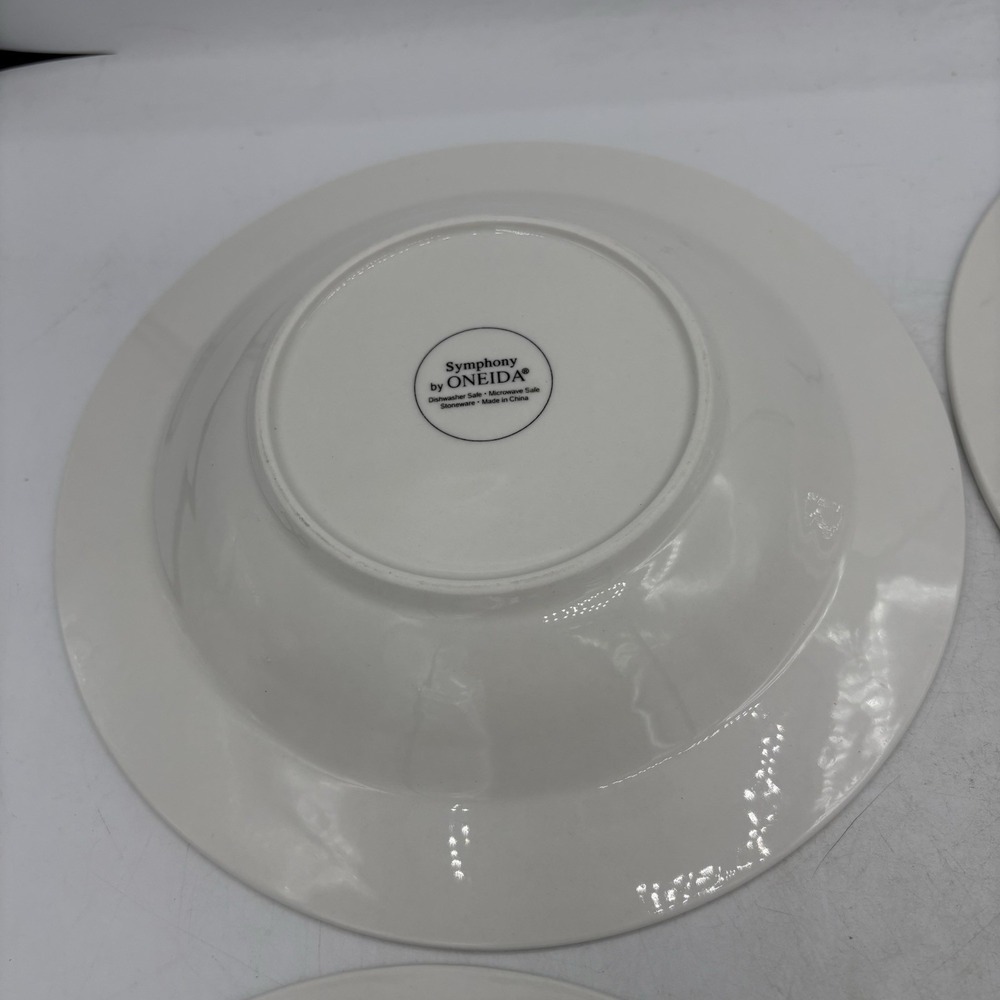 Oneida Symphony Bowls Wide Rimmed Soup Salad White 9"‎ Stoneware Lot Set of 4 - Picture 12 of 13